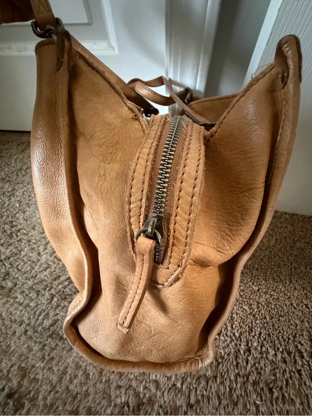 American Leather Co. Lenox Triple Entry Leather Satchel